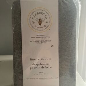 Set of 2- Burt's Bees Baby Organic Cotton Crib Sheet in Gray